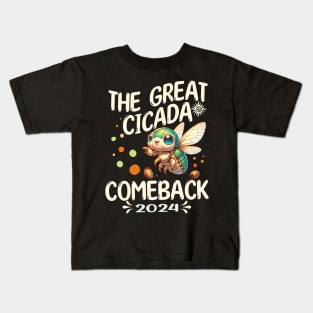 groovy Great Cicada Comeback Tour 2024 Insect Invasion kids Kids T-Shirt